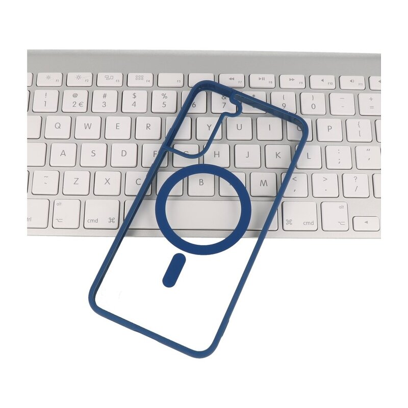 Custodia Magsafe alla moda, trasparente e colorata per Samsung Galaxy S22 Navy