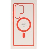 Coque Magsafe transparente couleur tendance pour Samsung Galaxy S22 Rouge