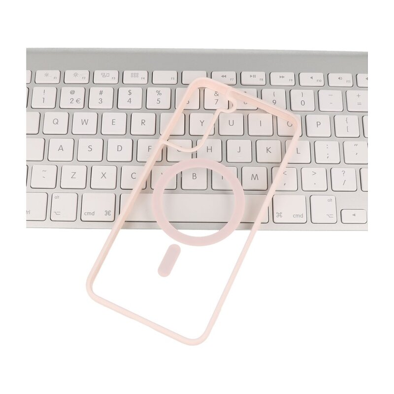 Custodia Magsafe trasparente e alla moda per Samsung Galaxy S22 rosa