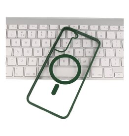 Coque Magsafe transparente de couleur tendance pour Samsung Galaxy S22, vert foncé