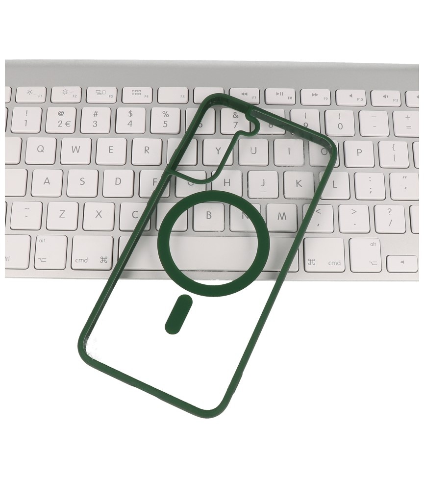 Coque Magsafe transparente de couleur tendance pour Samsung Galaxy S22, vert foncé