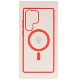 Coque Magsafe transparente couleur tendance pour Samsung Galaxy S22 Plus rouge