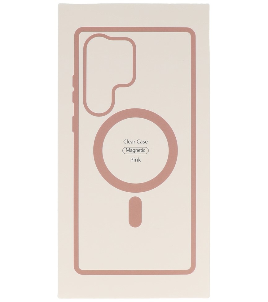 Coque Magsafe transparente couleur tendance pour Samsung Galaxy S22 Plus rose