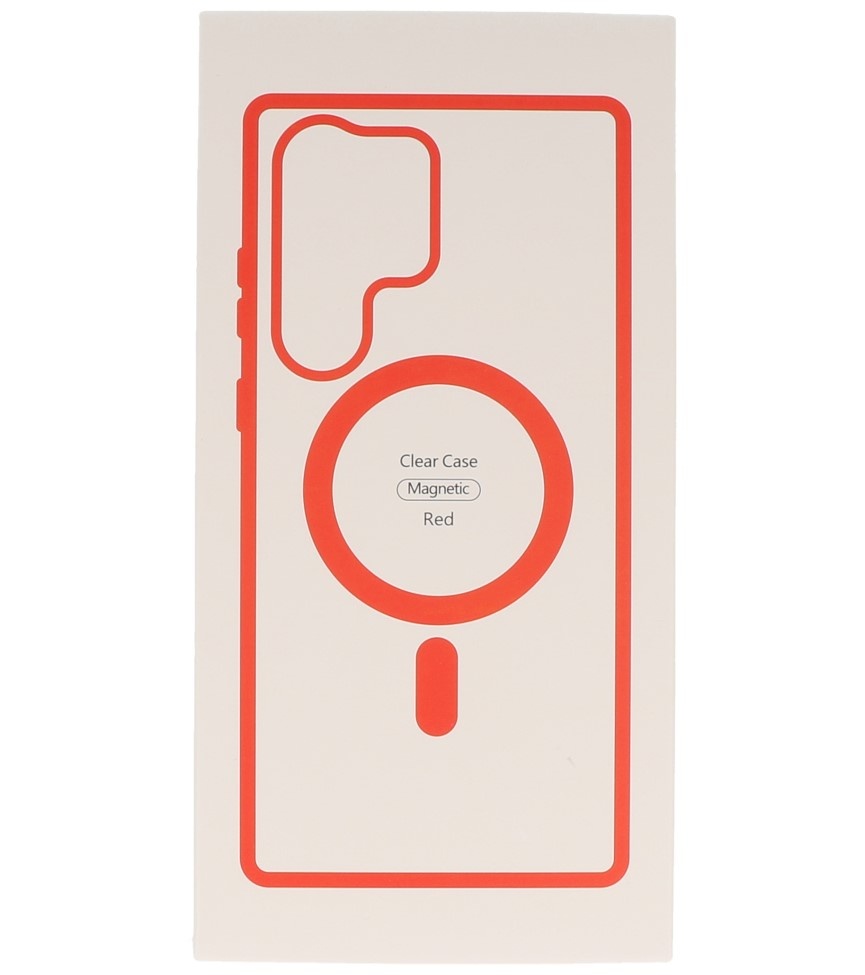 Coque Magsafe transparente couleur tendance pour Samsung Galaxy S22 Ultra rouge