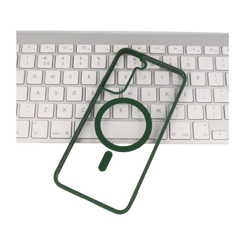 Modische, farbtransparente Magsafe-Hülle für Samsung Galaxy S22 Ultra Dunkelgrün