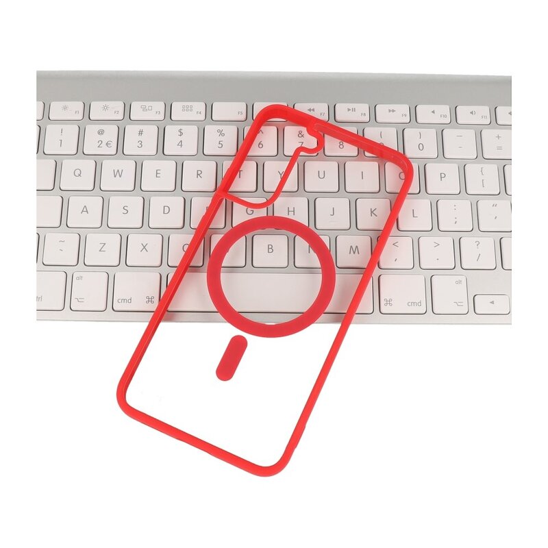 Custodia Magsafe trasparente e alla moda per Samsung Galaxy S23 rossa
