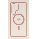 Coque Magsafe transparente couleur tendance pour Samsung Galaxy S23 rose