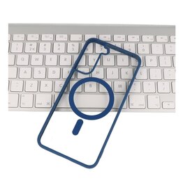 Coque Magsafe transparente couleur tendance pour Samsung Galaxy S23 Plus, bleu marine