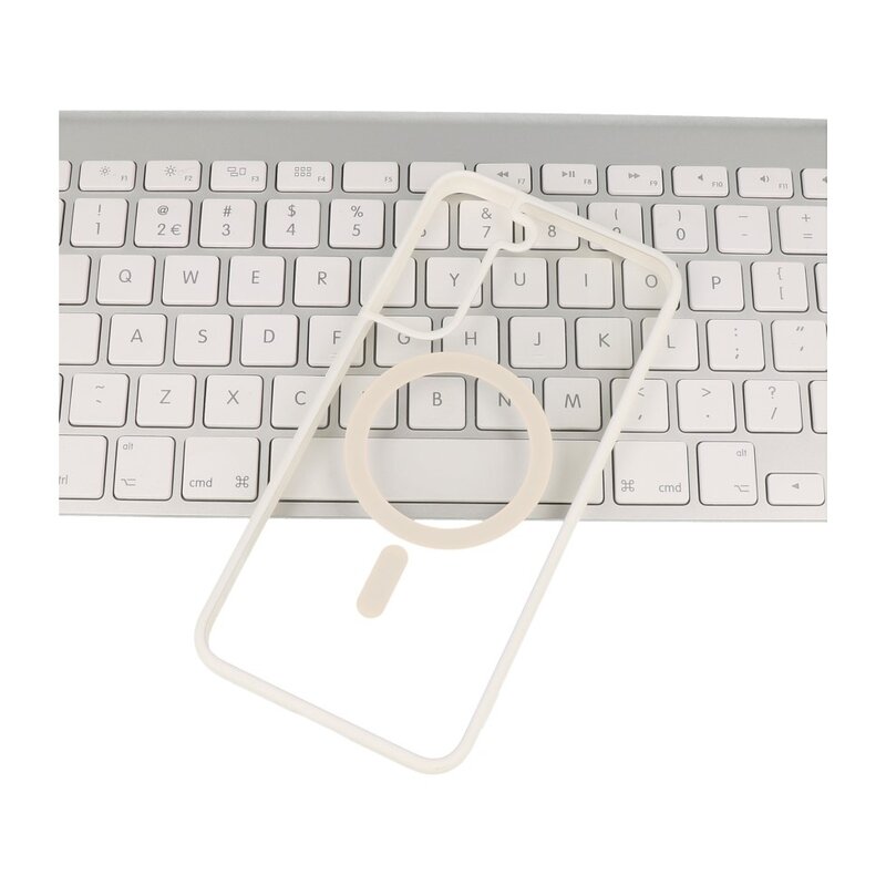 Coque Magsafe transparente couleur tendance pour Samsung Galaxy S23 Ultra blanc