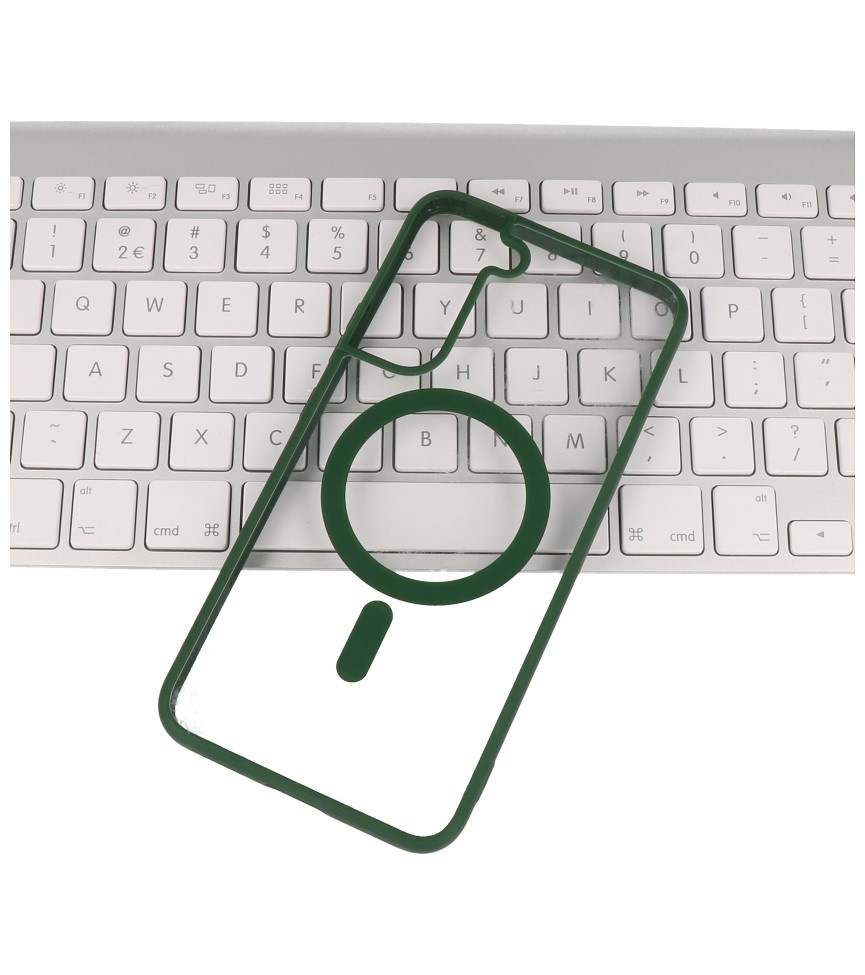 Coque Magsafe transparente couleur tendance pour Samsung Galaxy S23 Ultra vert foncé