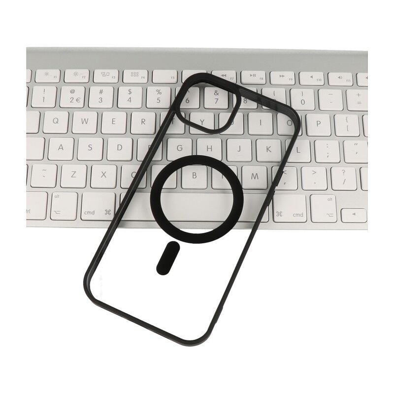 Custodia Magsafe trasparente e alla moda per iPhone 11 nera