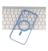 Fashion Color-Transparente Magsafe Hülle für iPhone 14 Plus Blau