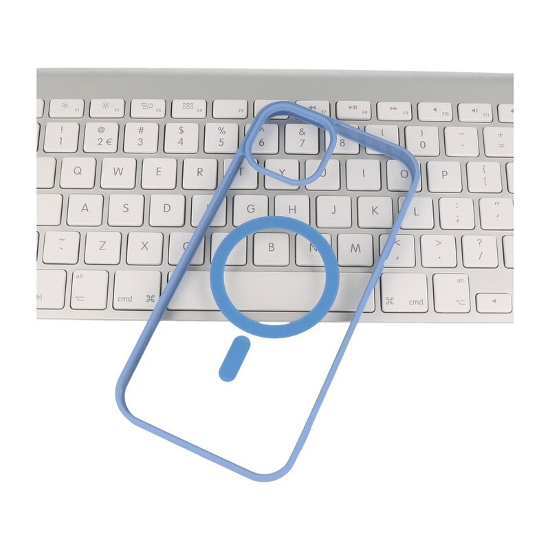 Funda Magsafe Color-Transparente de Moda para iPhone 14 Plus Azul