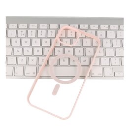 Coque Magsafe transparente couleur tendance pour iPhone 15 Pro Max rose