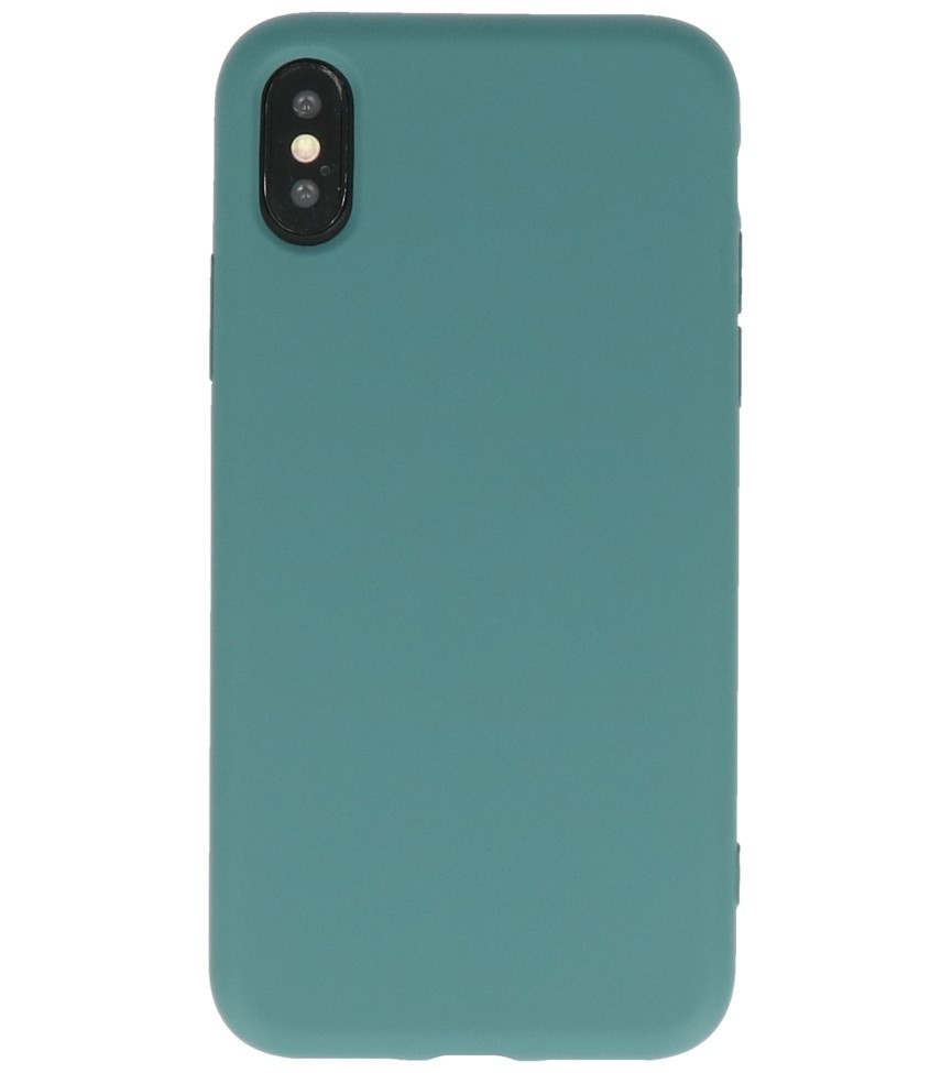 2.0mm Fashion Color TPU Hoesje voor iPhone X - Xs Donker Groen