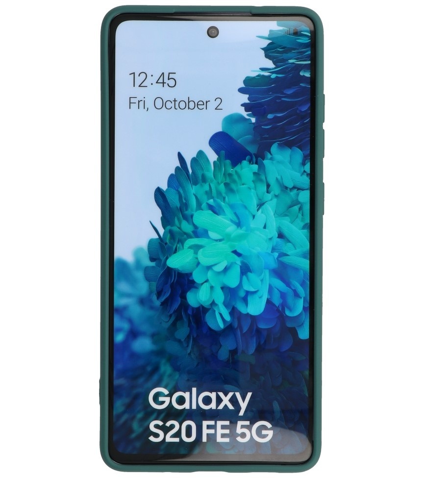 Carcasa de TPU de color de moda gruesa de 2.0 mm para Samsung Galaxy S20 FE verde oscuro