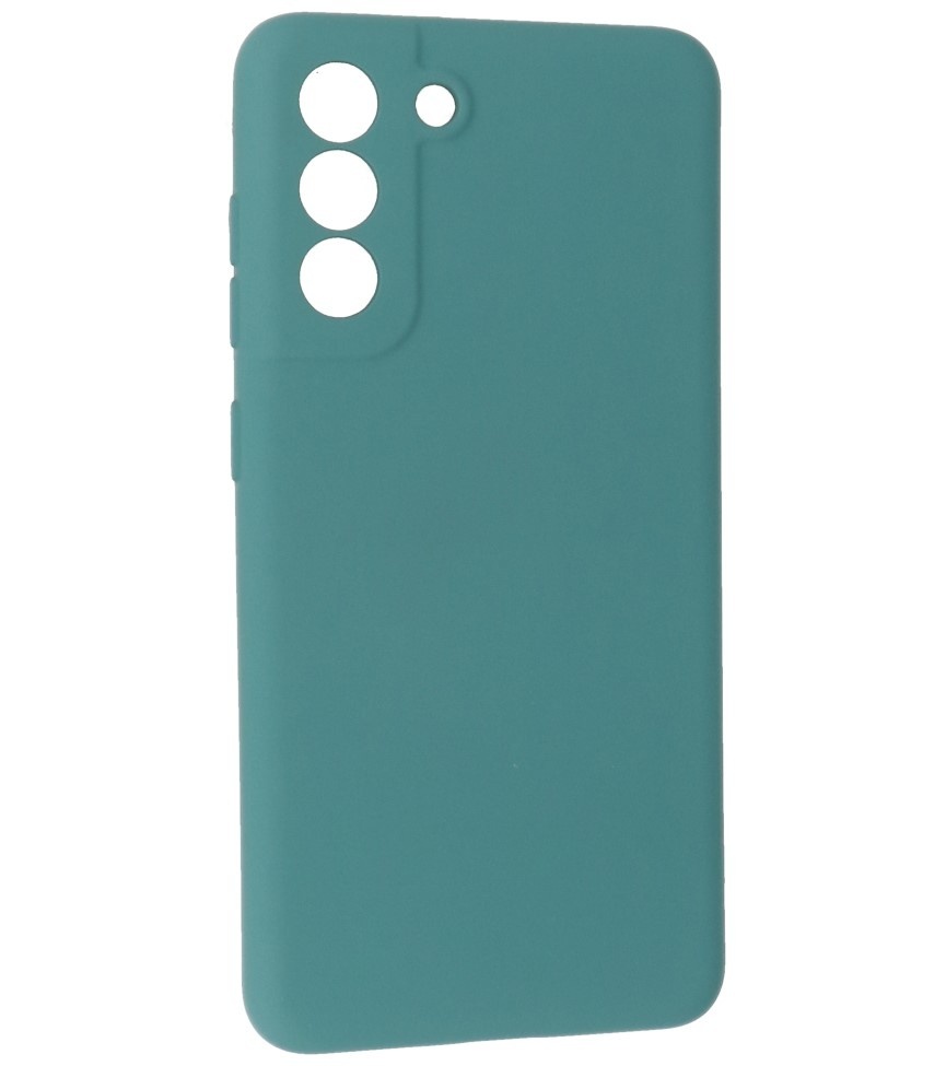 Carcasa de TPU de color de moda gruesa de 2.0 mm para Samsung Galaxy S21 FE verde oscuro