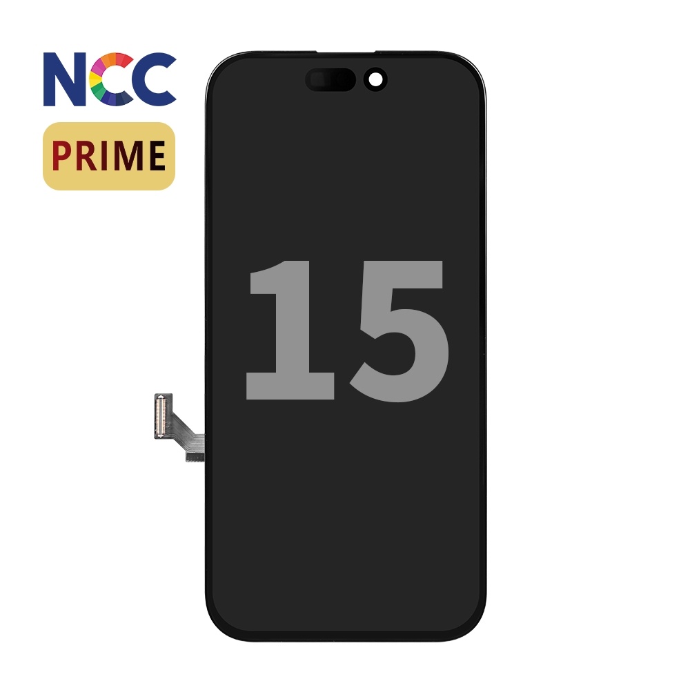 Soporte LCD incell NCC Prime para iPhone 15 negro + MF Full Glass gratis Valor de compra 15 € - Copia