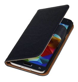 Se lavan caso del estilo del libro de piel para Galaxy S5 G900F azul oscuro