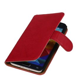 Vasket Læder Book Style Taske til Galaxy S5 G900F Pink