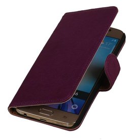 Lavato Custodia in pelle stile del libro per la galassia S6 G920F Viola