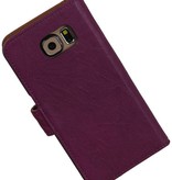 Lavé livre en cuir Style pour Galaxy S6 G920F Violet