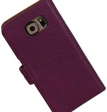 Washed Leather Bookstyle Case for Galaxy S6 G920F Purple