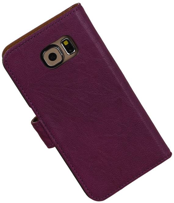 Washed Leather Bookstyle Case for Galaxy S6 G920F Purple