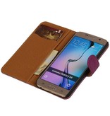 Washed Leer Bookstyle Hoes voor Galaxy S6 G920F Paars