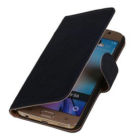 Lavé livre en cuir Style pour Galaxy E5 bleu foncé