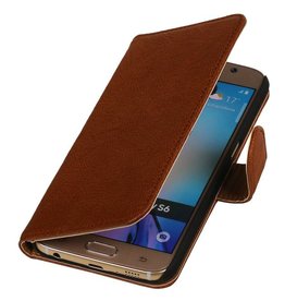 Lavé livre en cuir Style pour Galaxy E5 Brown