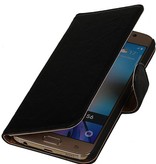 Case Lavé livre en cuir de style pour Galaxy E5 Noir