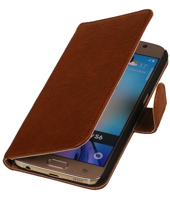 Lavé livre en cuir Style pour Galaxy E7 Brown