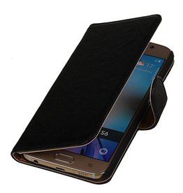 Vasket Læder Book Style Taske til Galaxy E7 Black