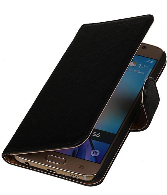 Washed Leer Bookstyle Hoes voor Galaxy E7 Zwart