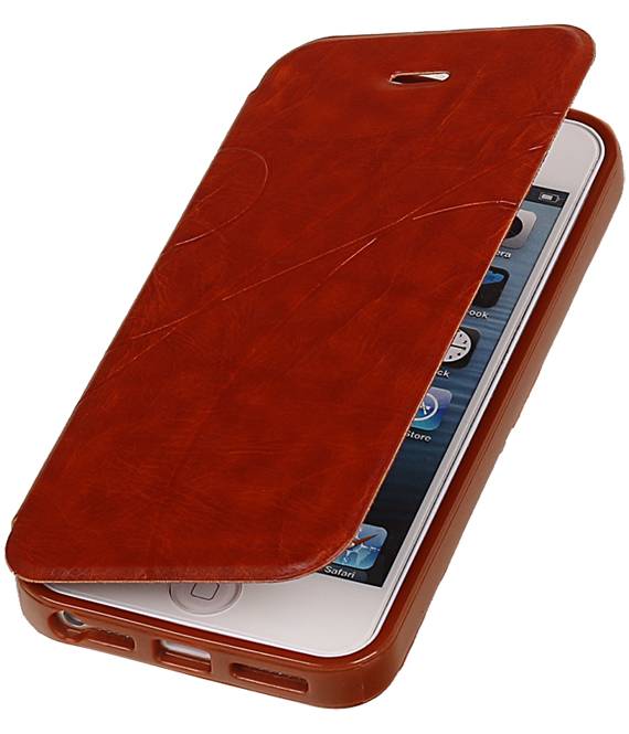 Easy Book Type Case for iPhone 5 / 5S Brown