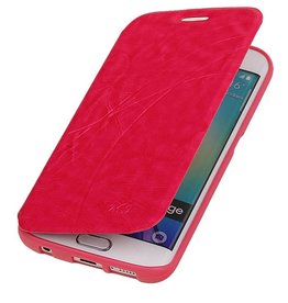 Easy Booktype hoesje voor Galaxy S6 Edge G925 Roze