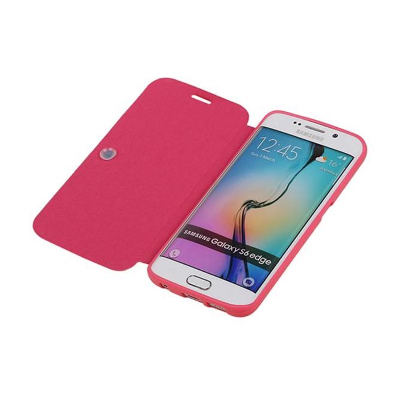 Caso Tipo EasyBook para Galaxy S6 Edge G925 rosa