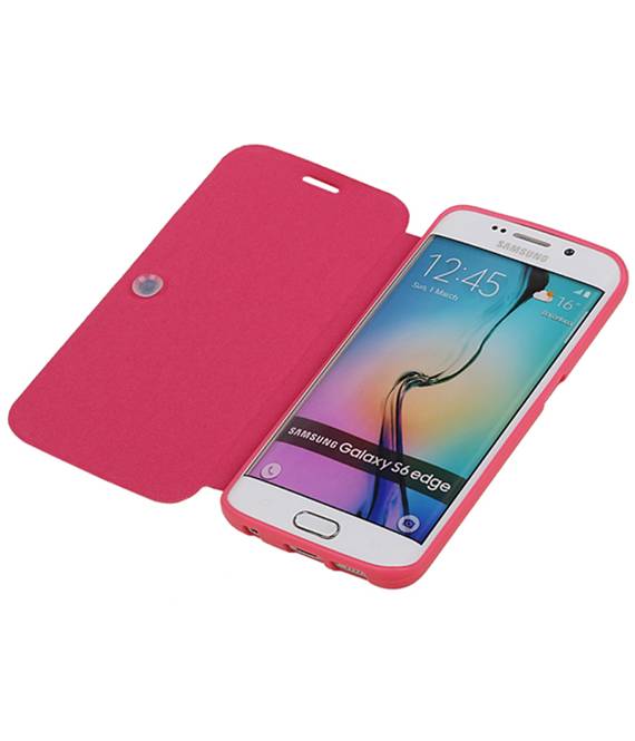 Caso Tipo EasyBook para Galaxy S6 Edge G925 rosa