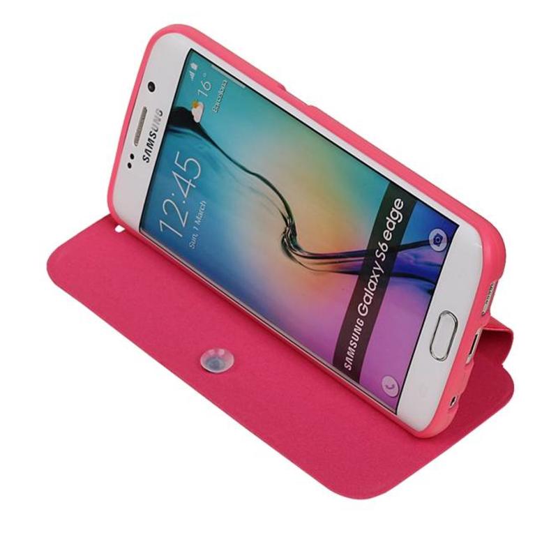 Caso Tipo EasyBook para Galaxy S6 Edge G925 rosa