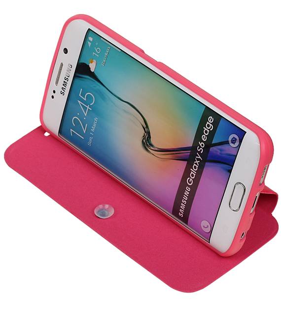 Caso Tipo EasyBook para Galaxy S6 Edge G925 rosa