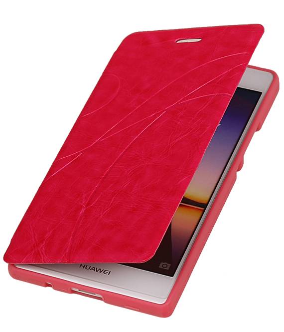 Caso Tipo EasyBook per Huawei Ascend P7 Rosa