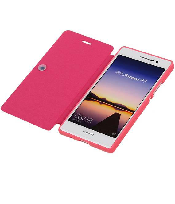 Caso Tipo EasyBook per Huawei Ascend P7 Rosa