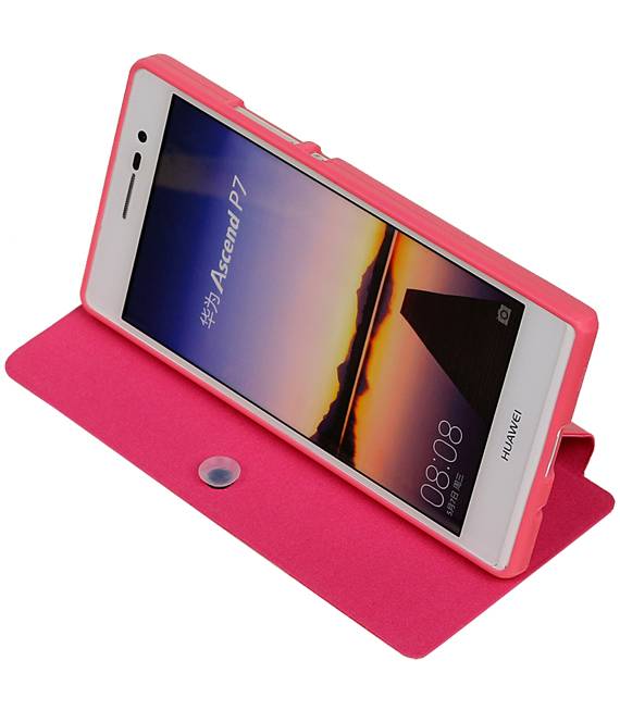 Caso Tipo EasyBook per Huawei Ascend P7 Rosa