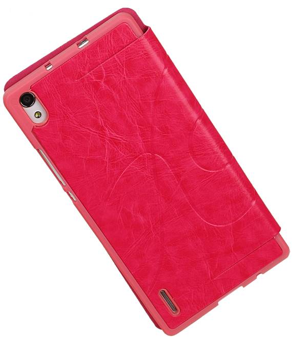 Caso Tipo EasyBook per Huawei Ascend P7 Rosa