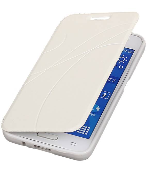 Caso Tipo EasyBook para Galaxy Core II G355H Blanca