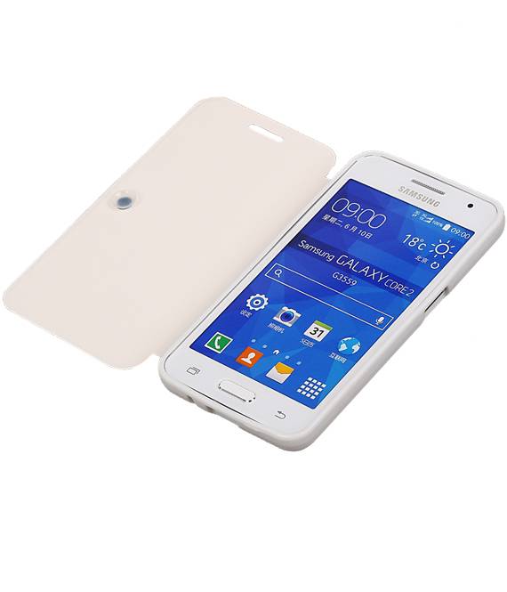 Caso Tipo EasyBook para Galaxy Core II G355H Blanca