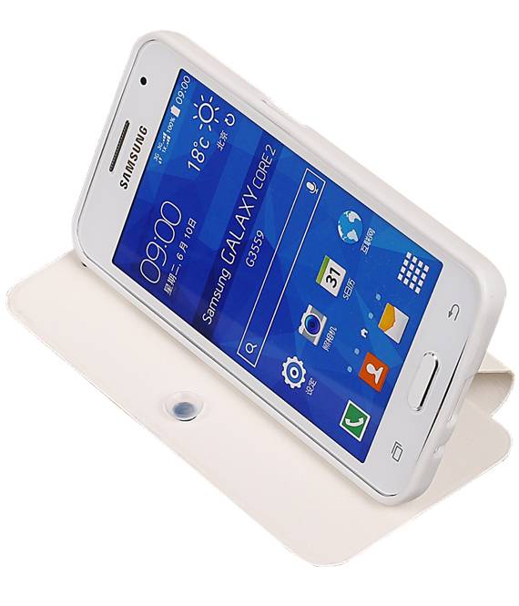 Caso Tipo EasyBook para Galaxy Core II G355H Blanca