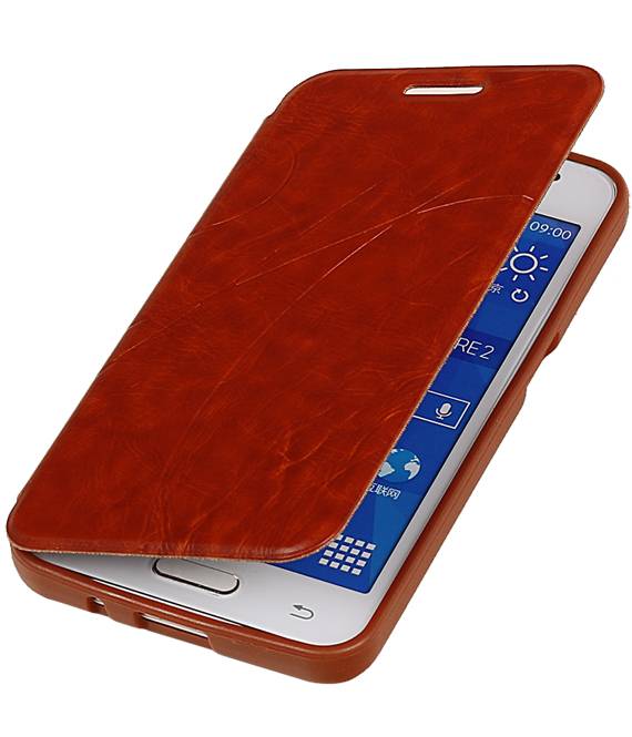 Caso Tipo EasyBook para Galaxy Core II G355H Brown