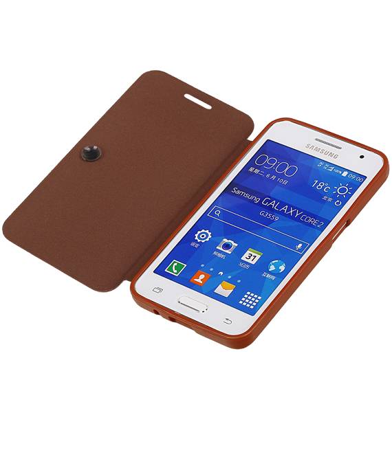 Caso Tipo EasyBook para Galaxy Core II G355H Brown